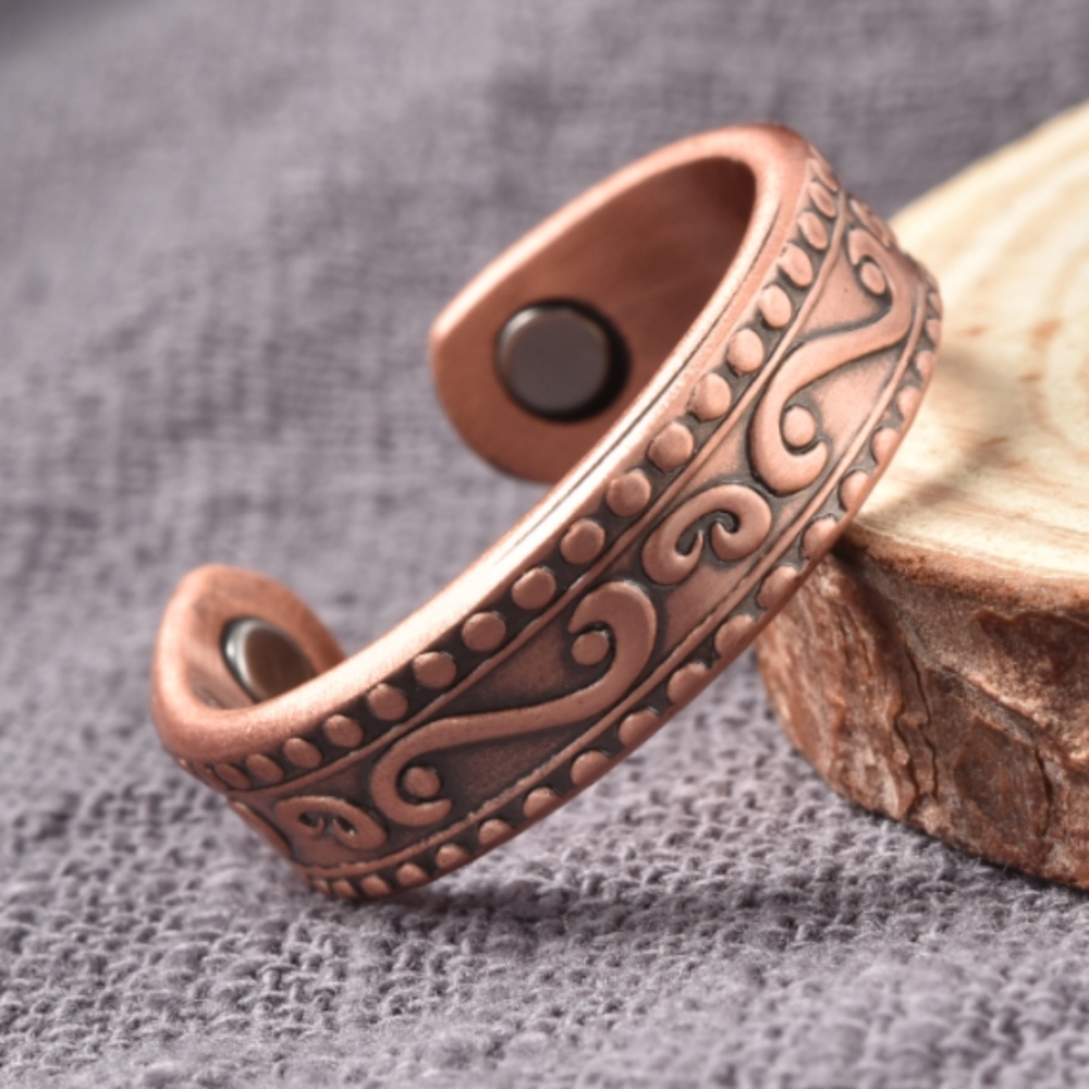 UNISEX MAGNETIC BY DESIGN OPEN RING WITH MAGNETIC ENDS  IN ROSETONE COPPER